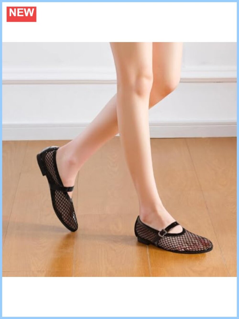 Mesh Ballet Flats Adjustable Strap Mary Jane Office Shoes - Picture 5 of 5